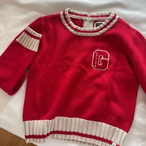University of guelph red knit cropped varsity sweater